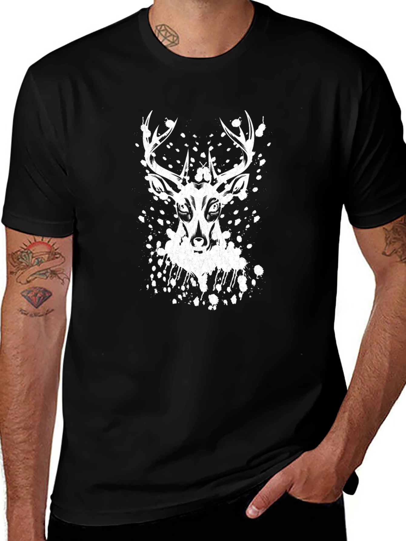 Deer Graphic Black T-Shirt