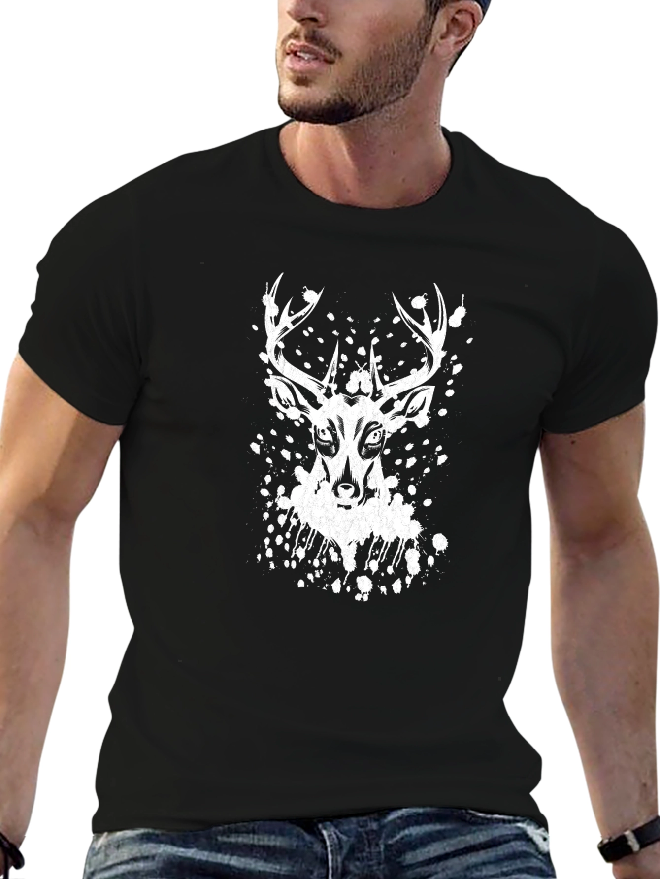 Deer Graphic Black T-Shirt