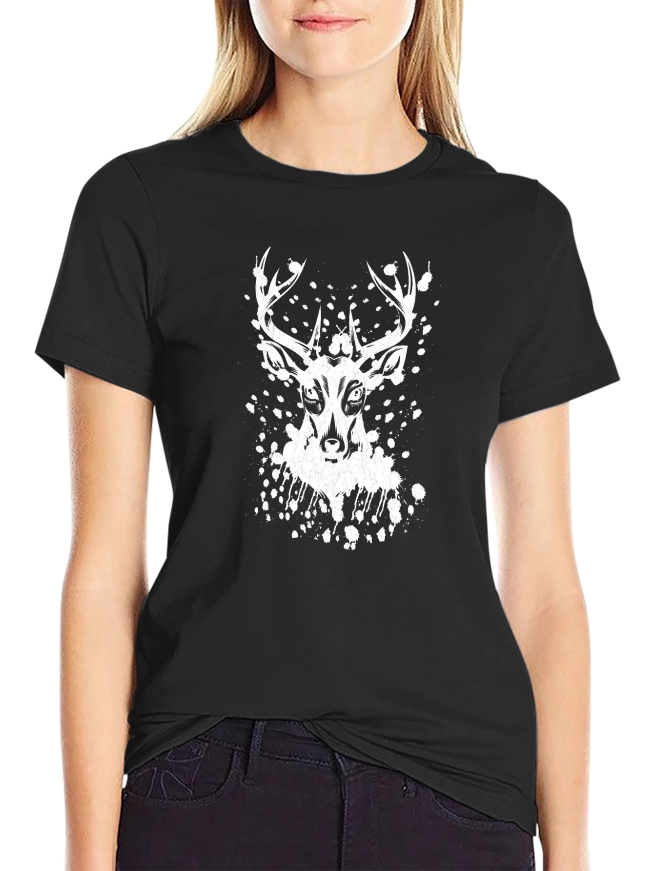 Deer Graphic Black T-Shirt