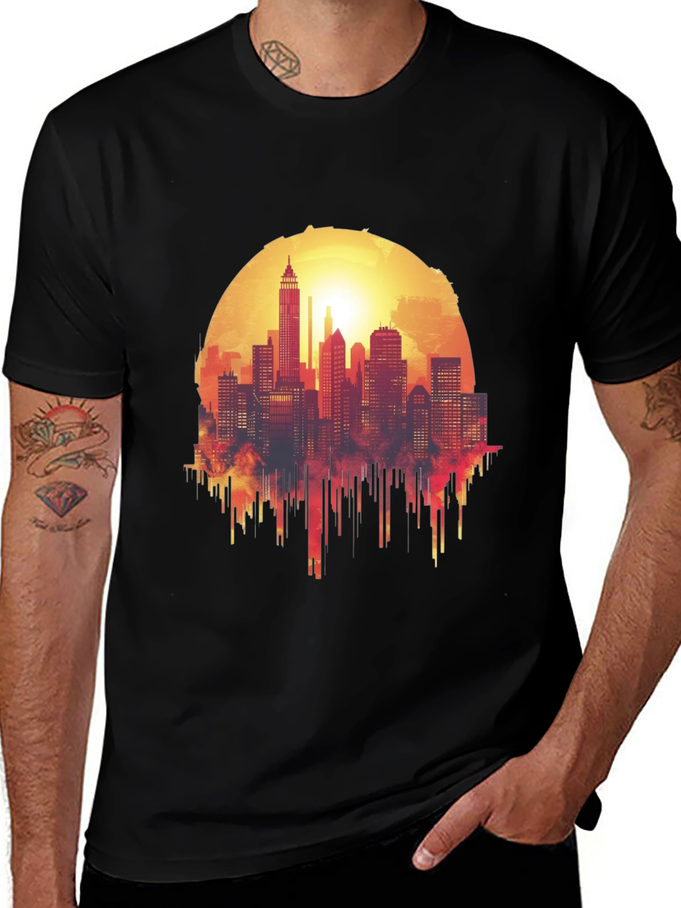Cityscape Sunset Graphic Tee - Urban Style Shirt