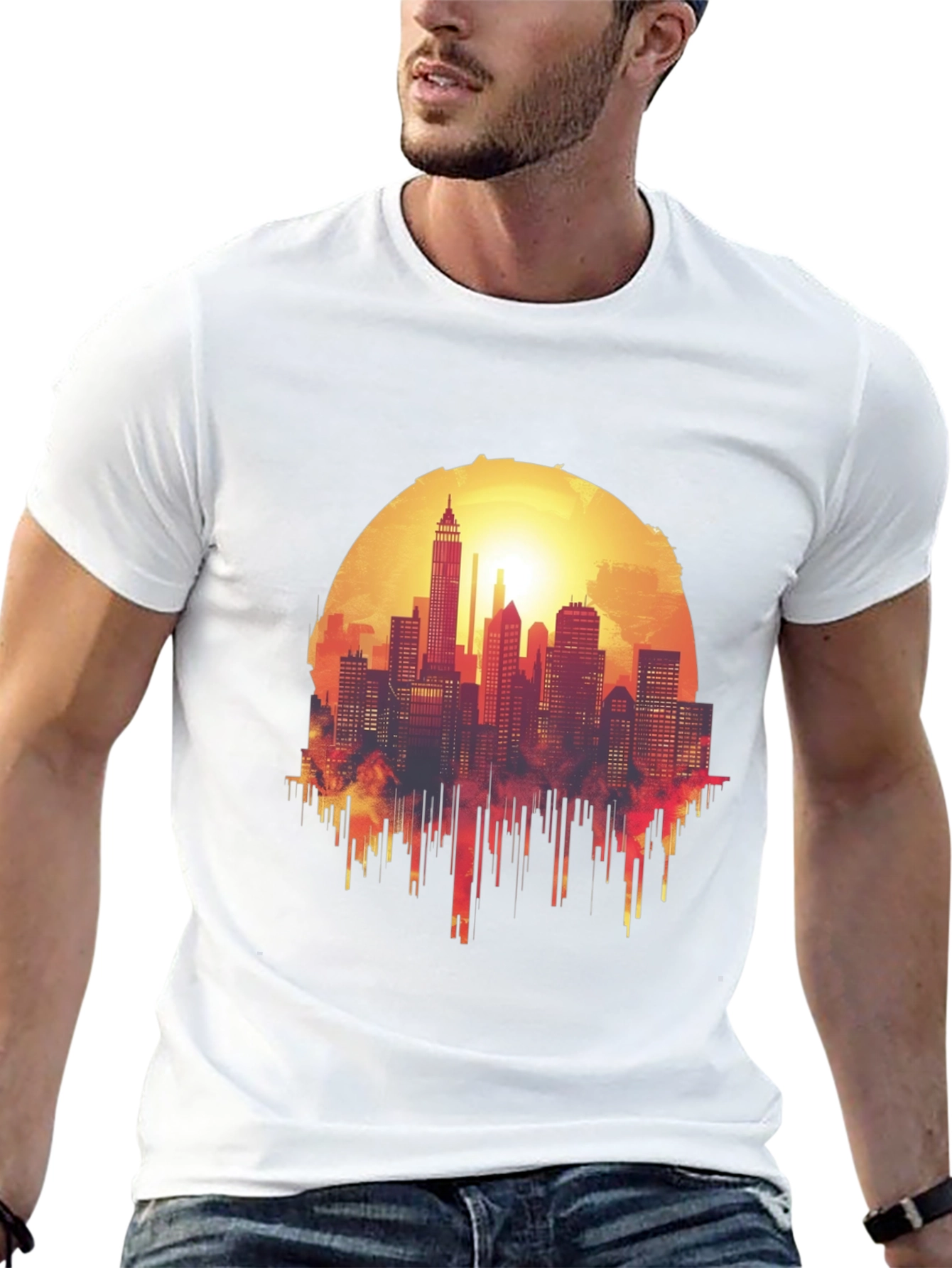 Cityscape Sunset Graphic Tee - Urban Style Shirt
