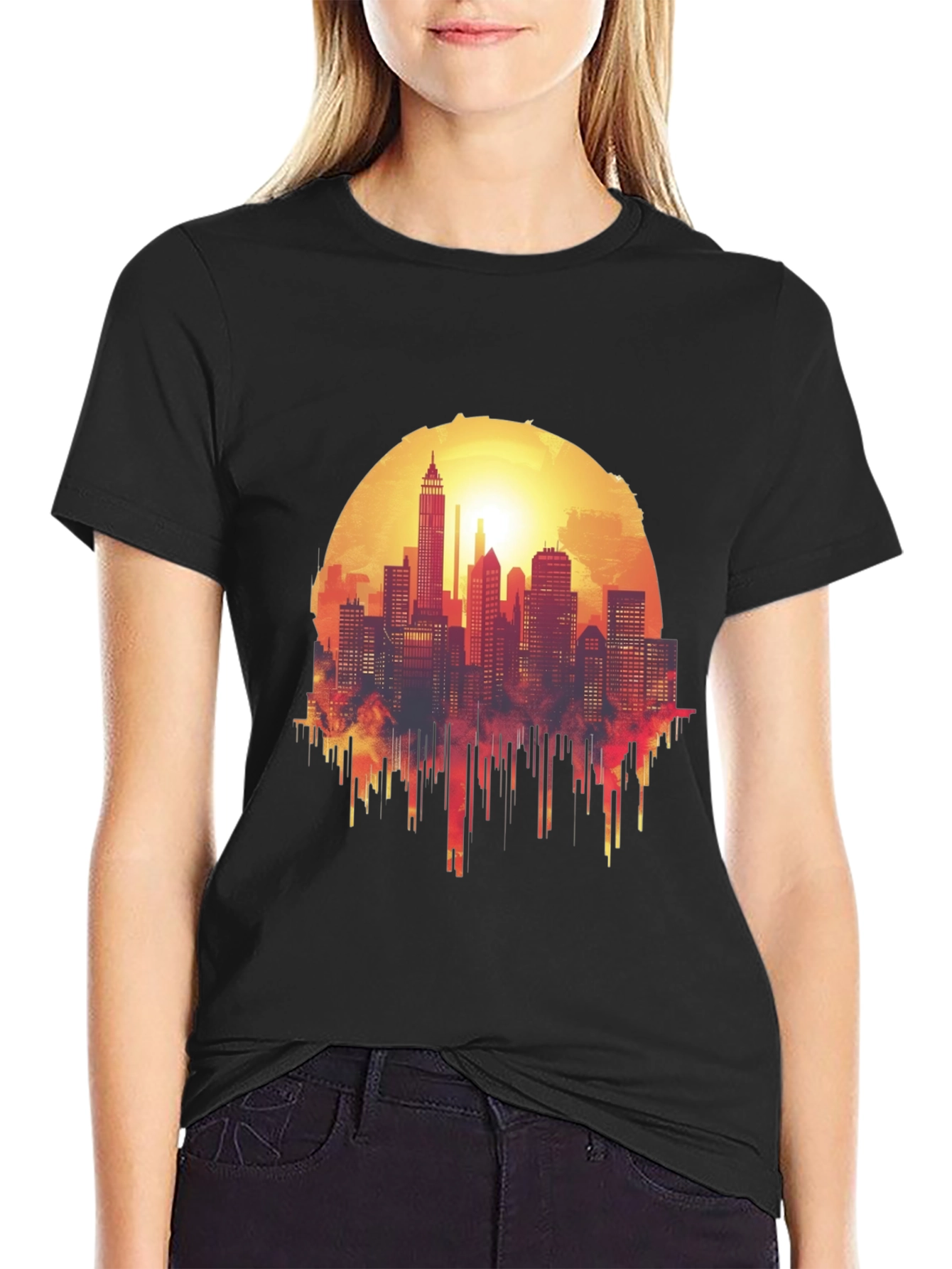Cityscape Sunset Graphic Tee - Urban Style Shirt