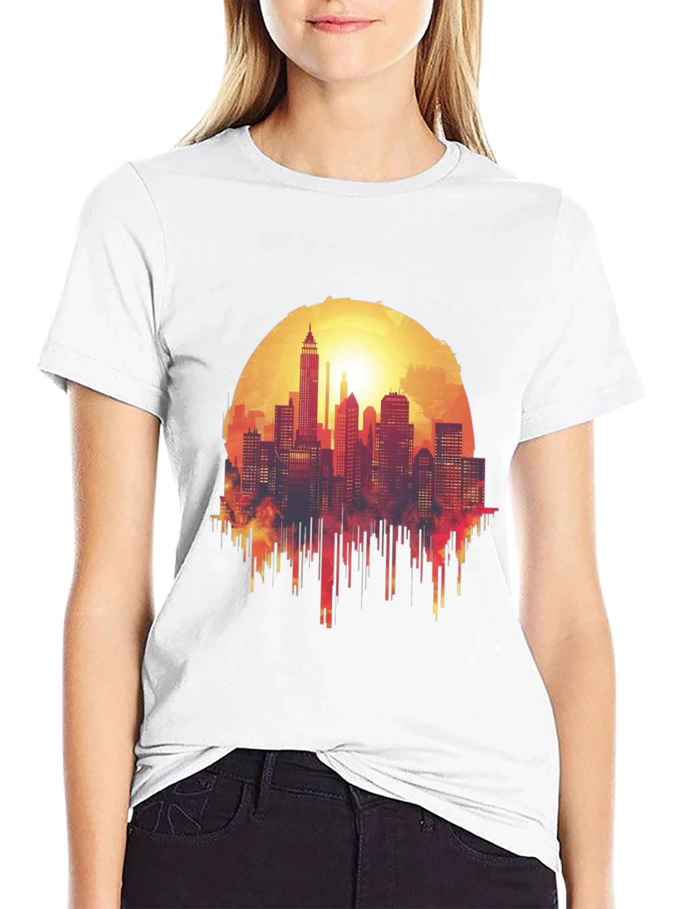 Cityscape Sunset Graphic Tee - Urban Style Shirt