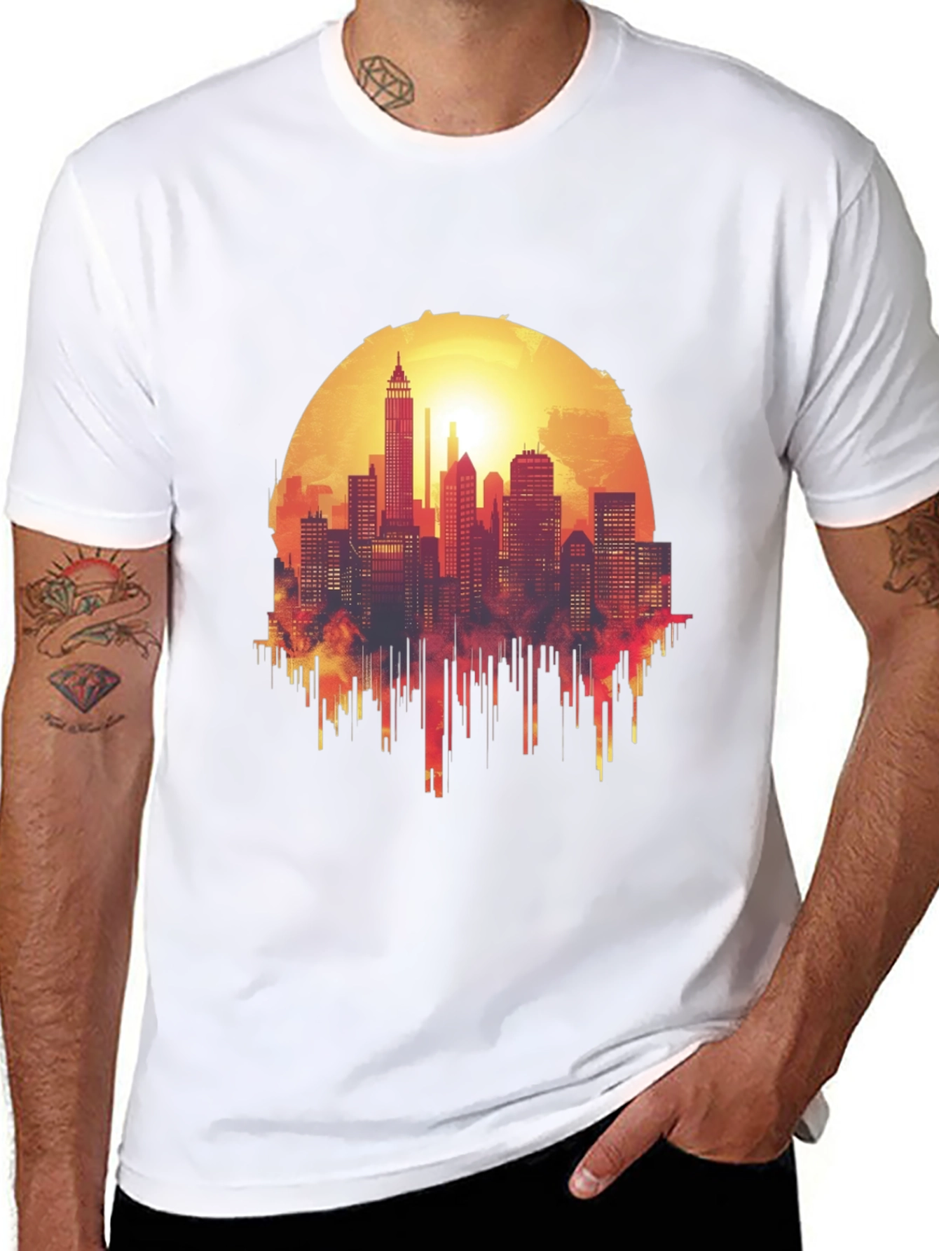 Cityscape Sunset Graphic Tee - Urban Style Shirt