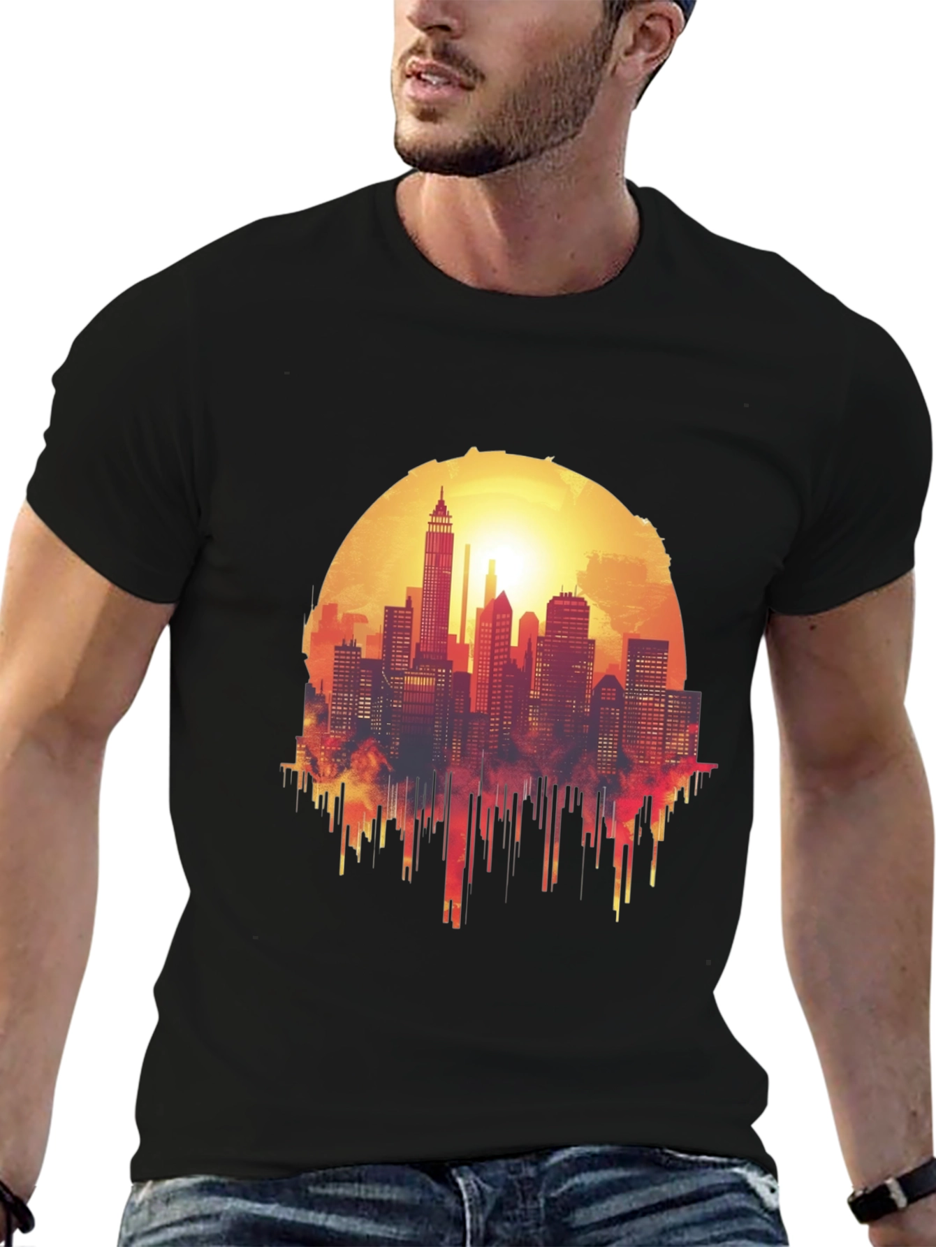 Cityscape Sunset Graphic Tee - Urban Style Shirt