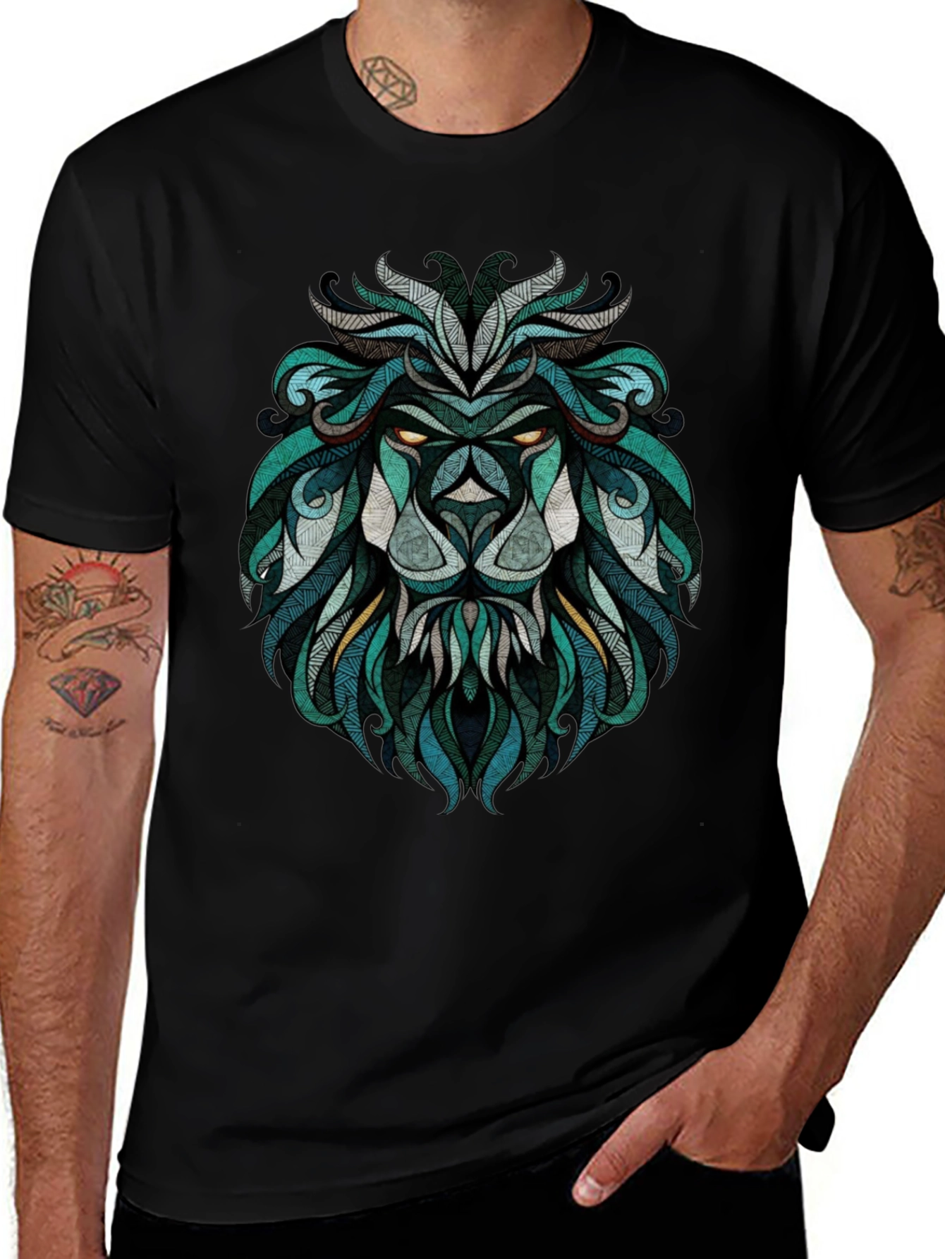 Lion Graphic Print Crew Neck T-Shirt