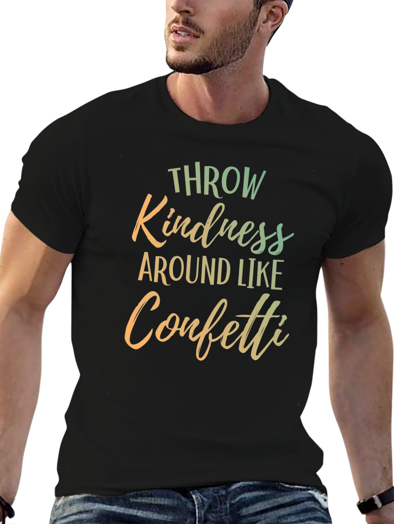 Kindness Confetti Graphic Tee - Inspiring Black T-Shirt