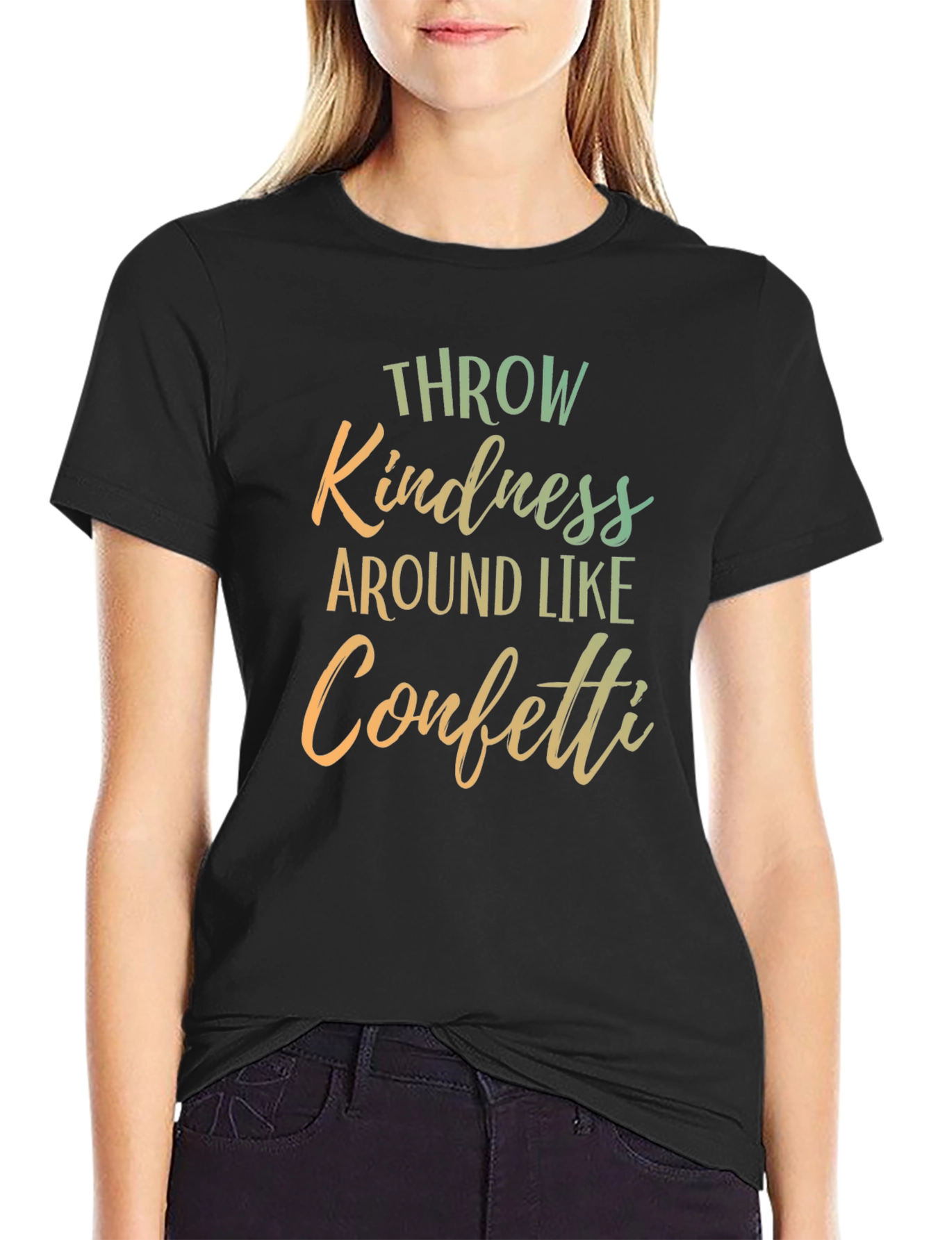 Kindness Confetti Graphic Tee - Inspiring Black T-Shirt