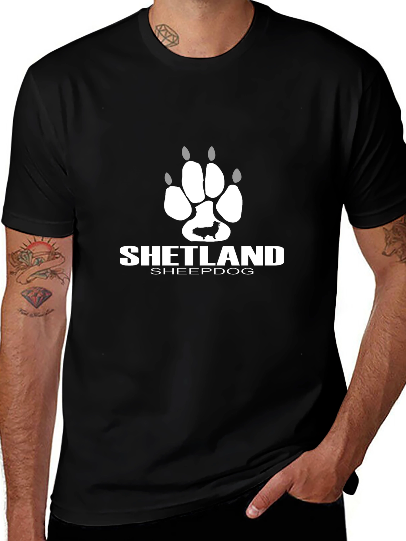 Shetland Sheepdog Paw Print Graphic Tee