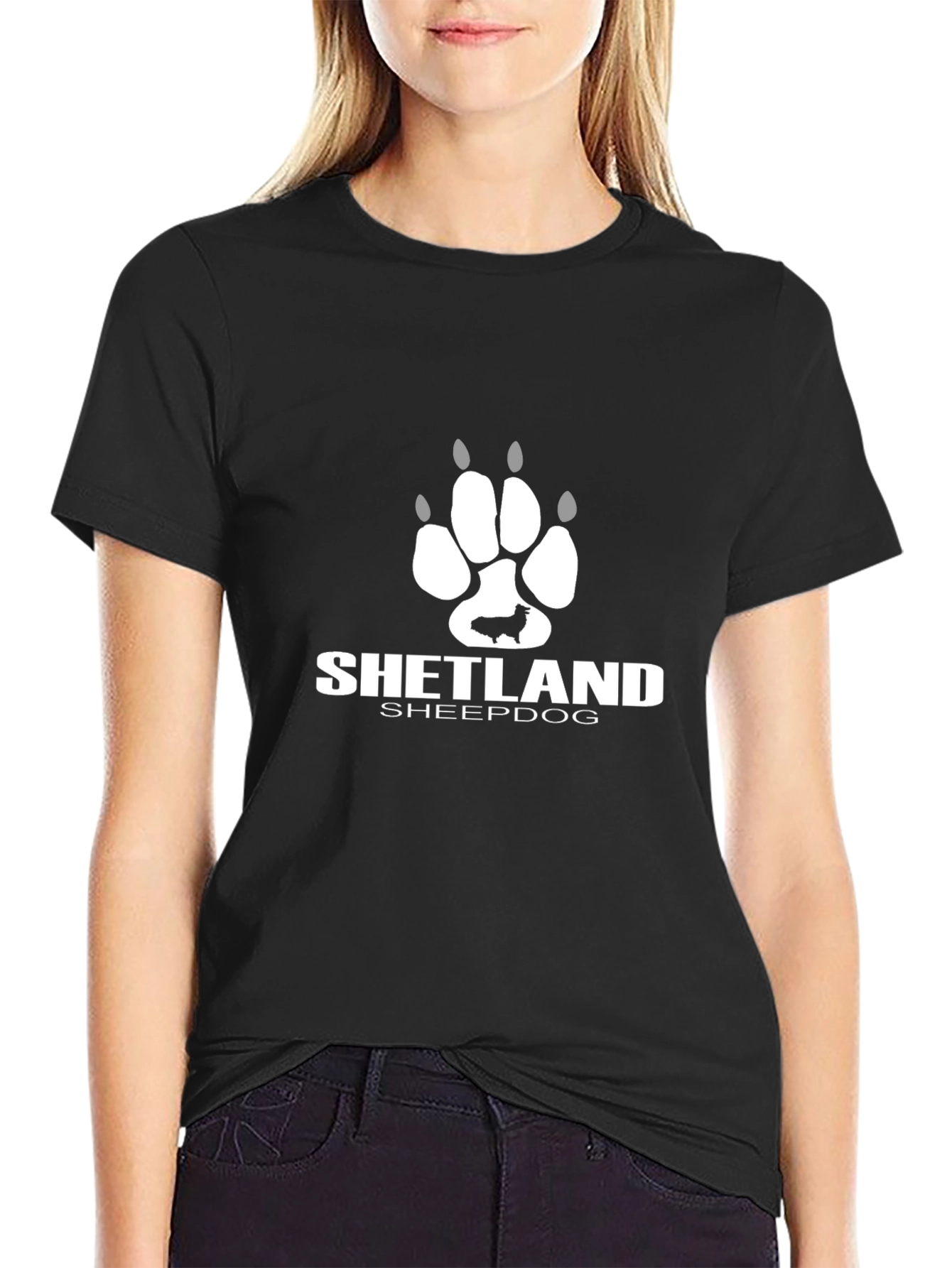 Shetland Sheepdog Paw Print Graphic Tee