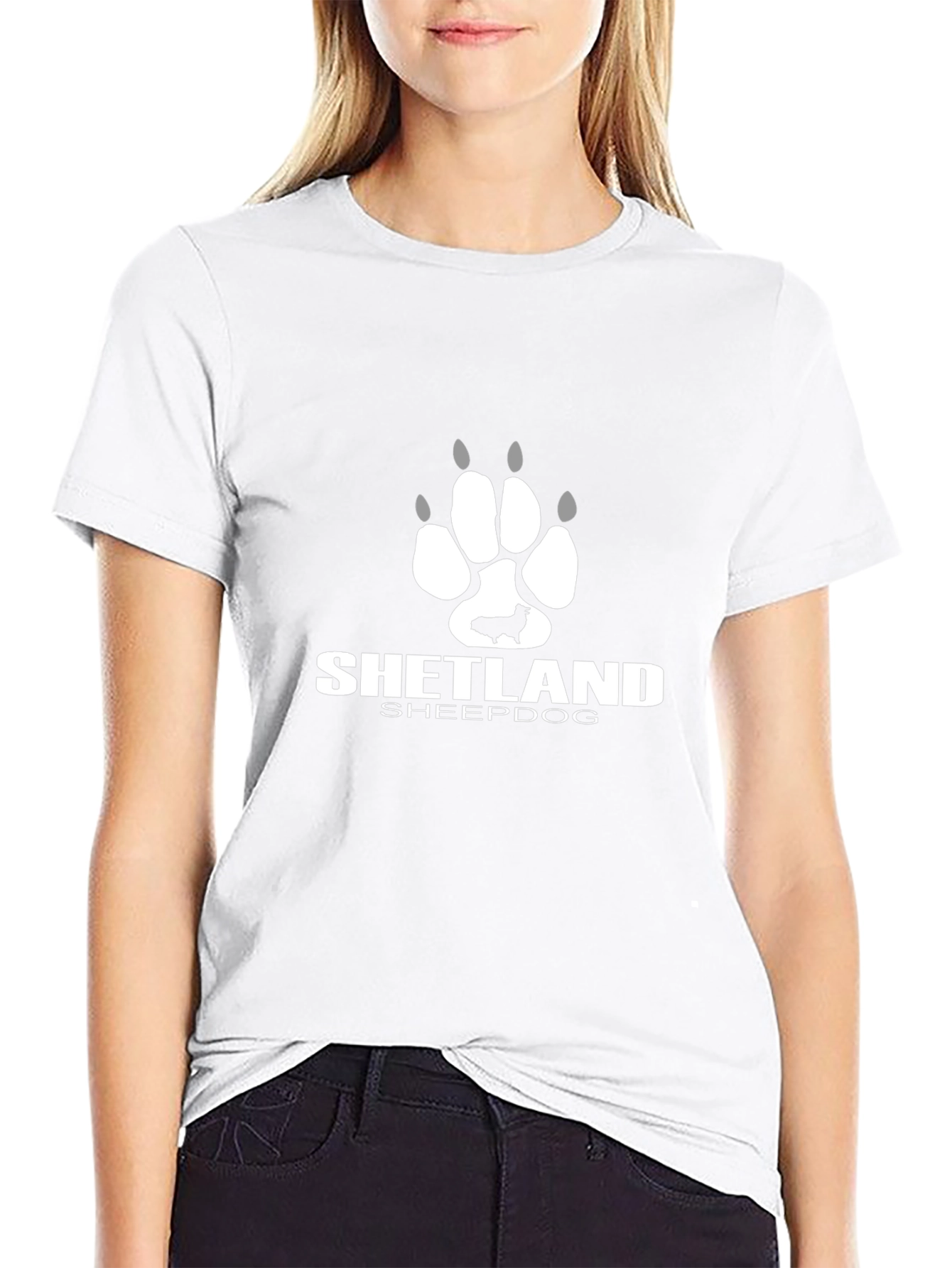 Shetland Sheepdog Paw Print Graphic Tee