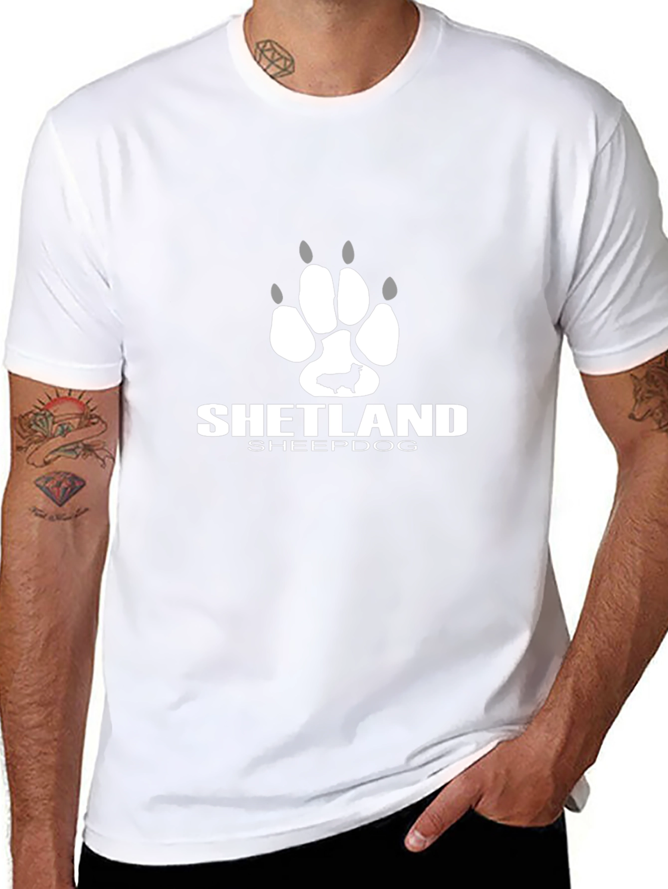 Shetland Sheepdog Paw Print Graphic Tee