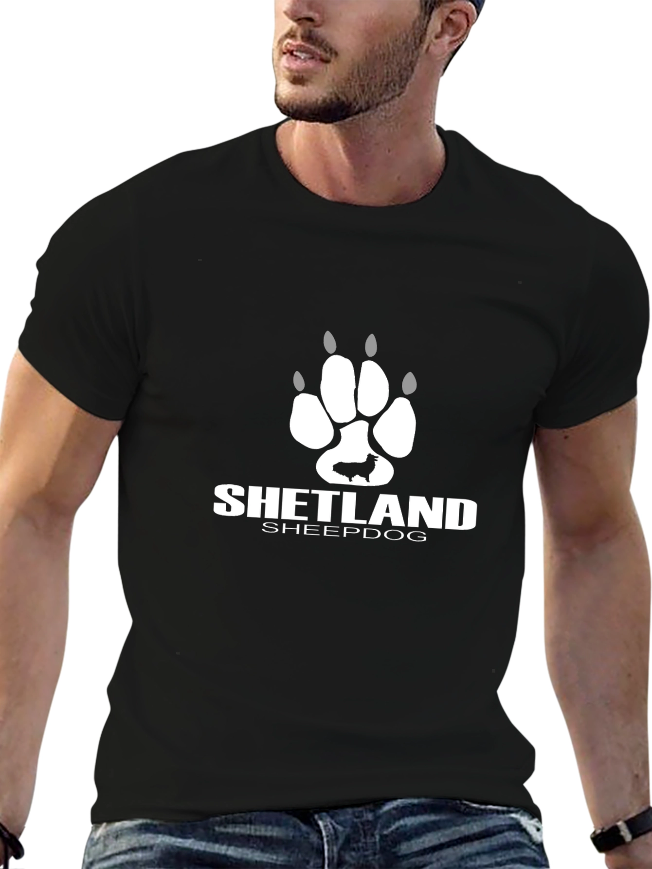 Shetland Sheepdog Paw Print Graphic Tee