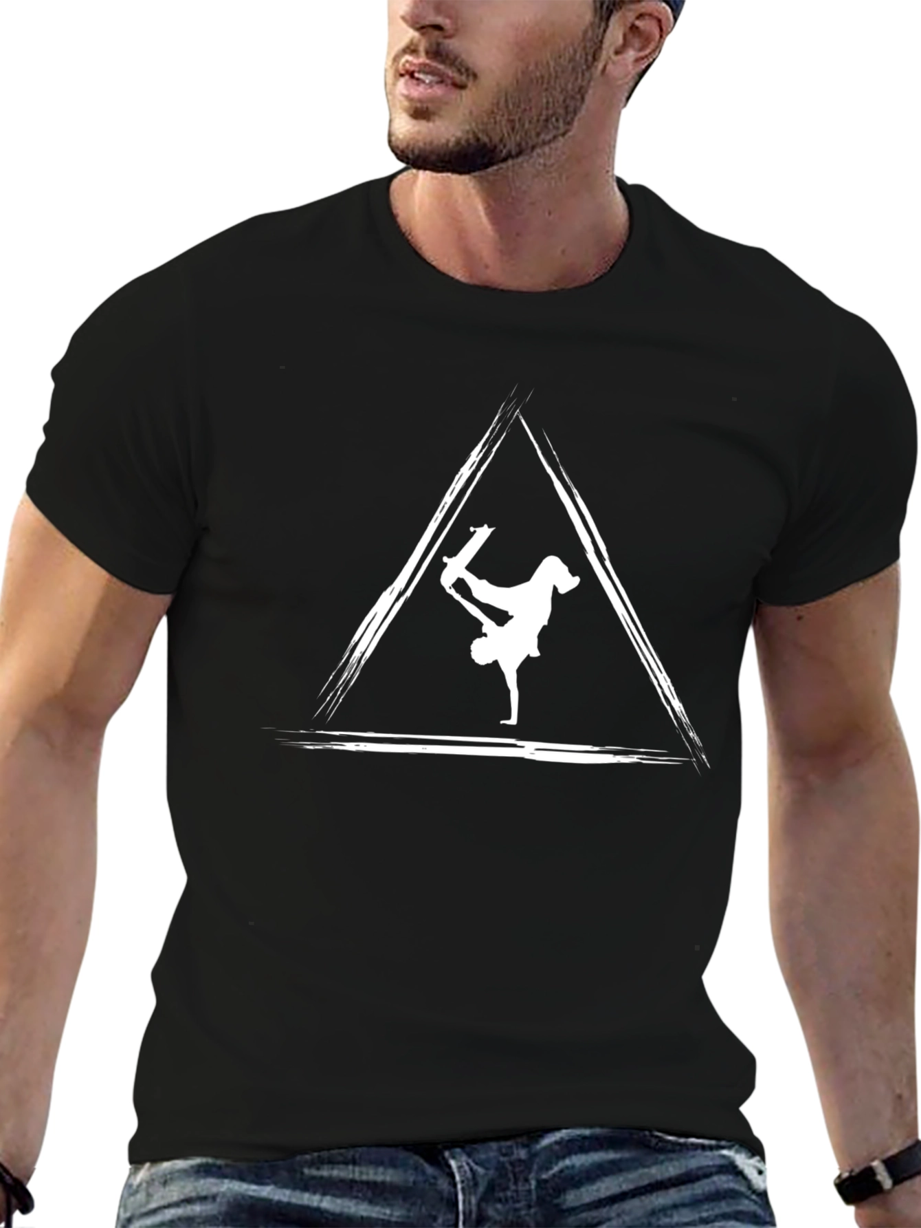 Skater Triangle Graphic Tee - Cool Black T-Shirt
