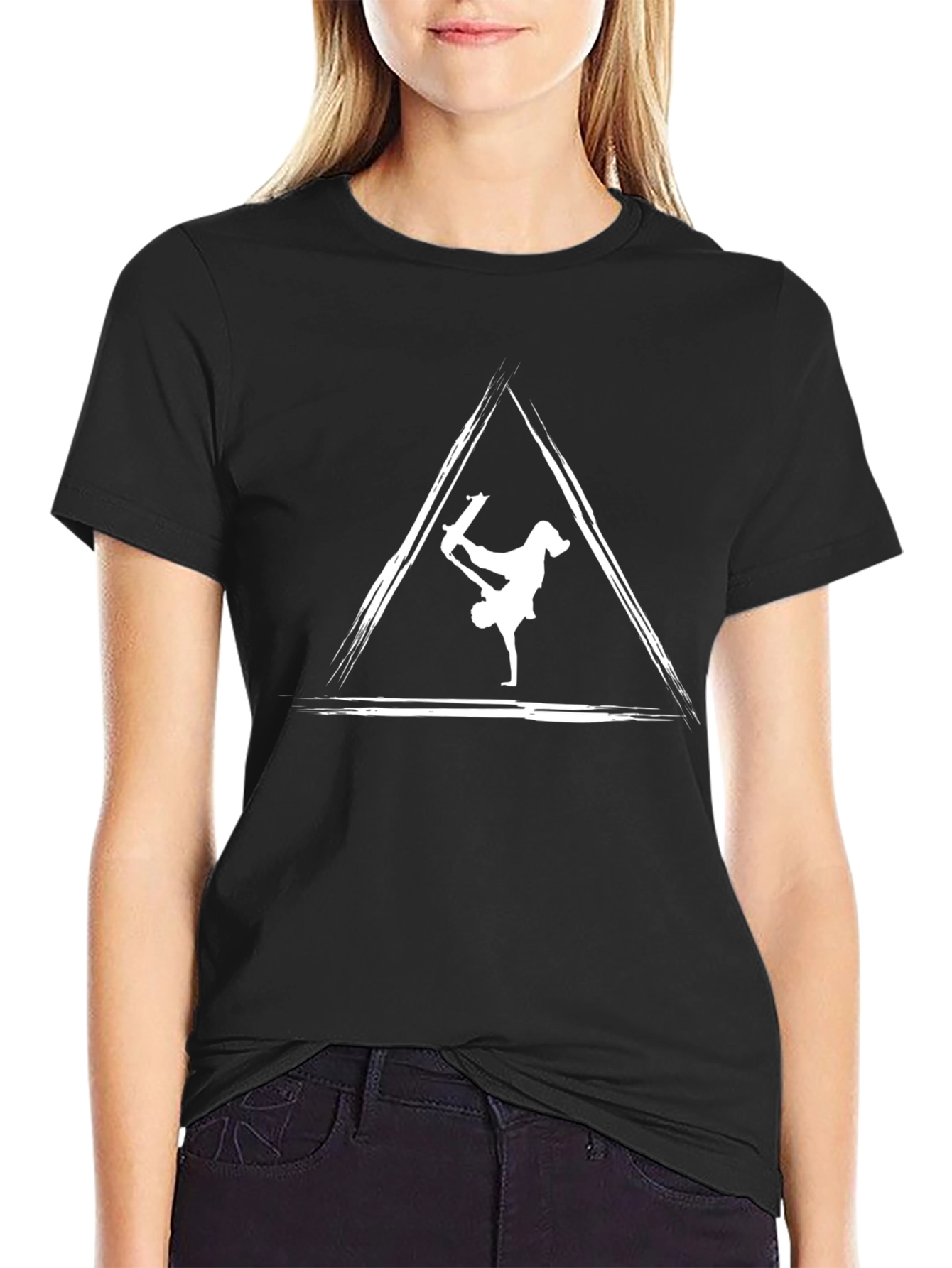 Skater Triangle Graphic Tee - Cool Black T-Shirt