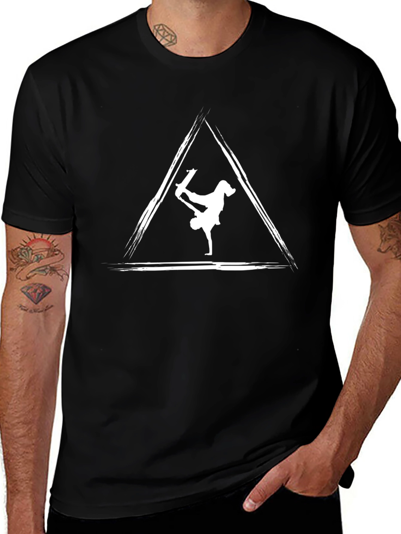 Skater Triangle Graphic Tee - Cool Black T-Shirt