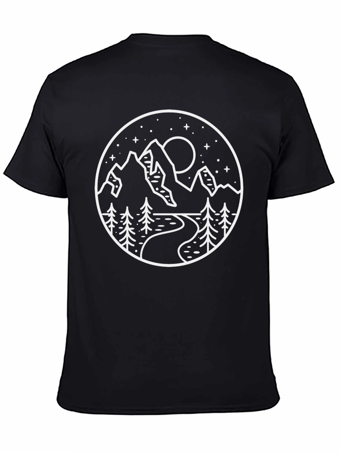 Nature Scene Graphic Tee - Black Crew Neck