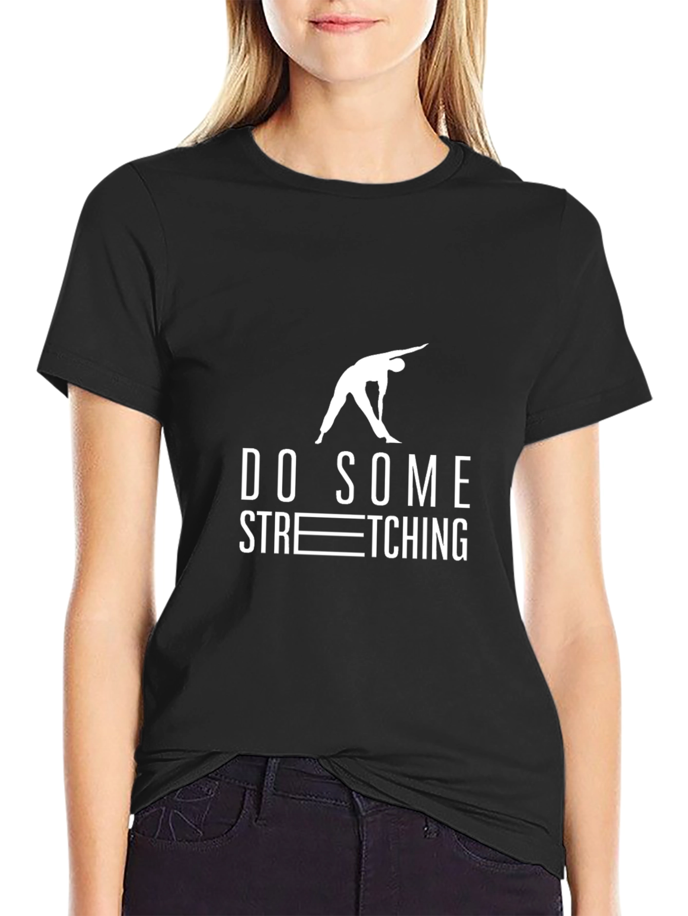 Do Some Stretching Graphic Tee - Black Casual Shirt