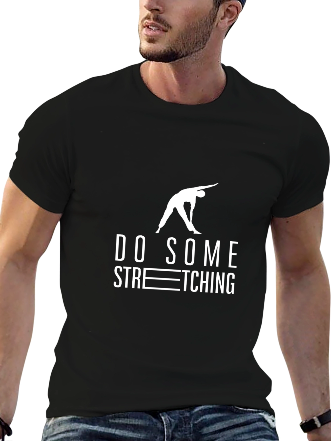Do Some Stretching Graphic Tee - Black Casual Shirt
