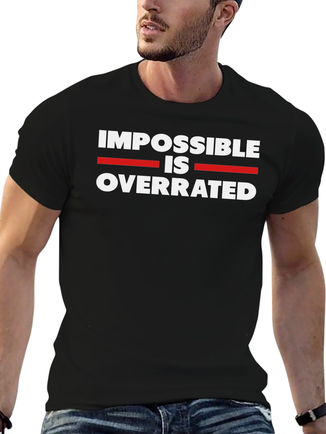 Impossible is Overrated Black Graphic Tee