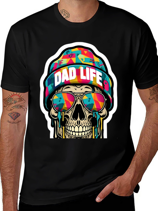 Dad Life Skull Graphic Tee - Cool Fathers Day Shirt