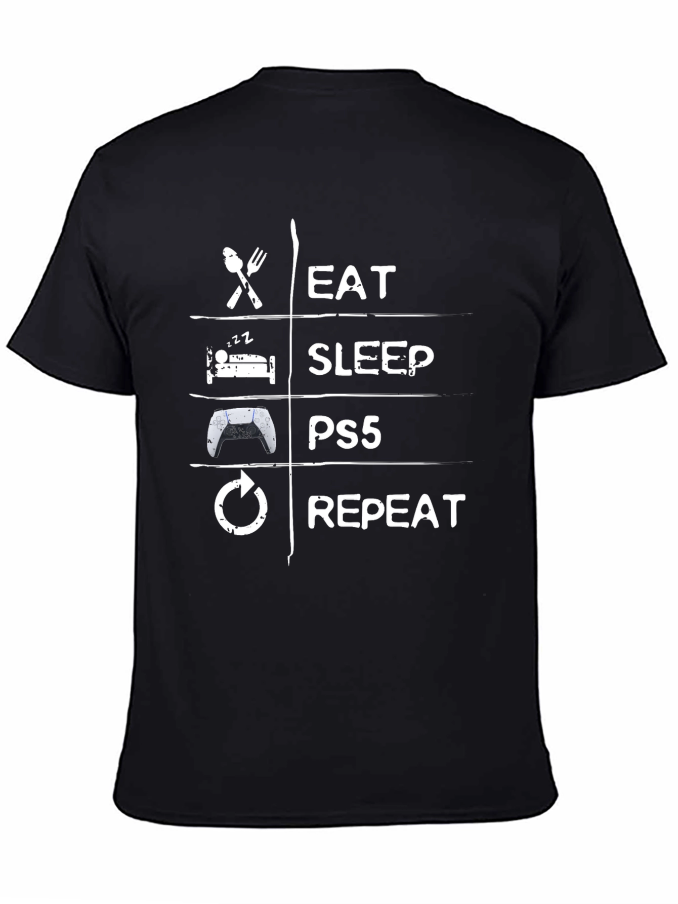 Eat Sleep PS5 Repeat Black T-Shirt