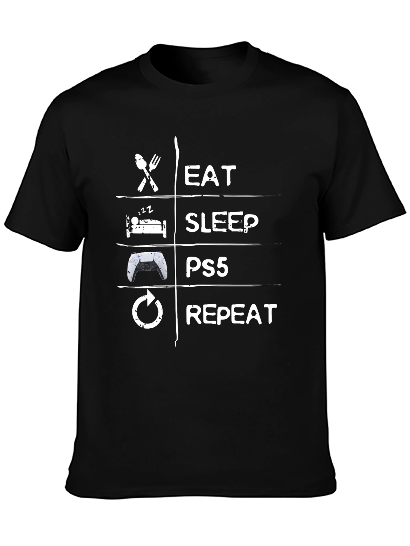 Eat Sleep PS5 Repeat Black T-Shirt