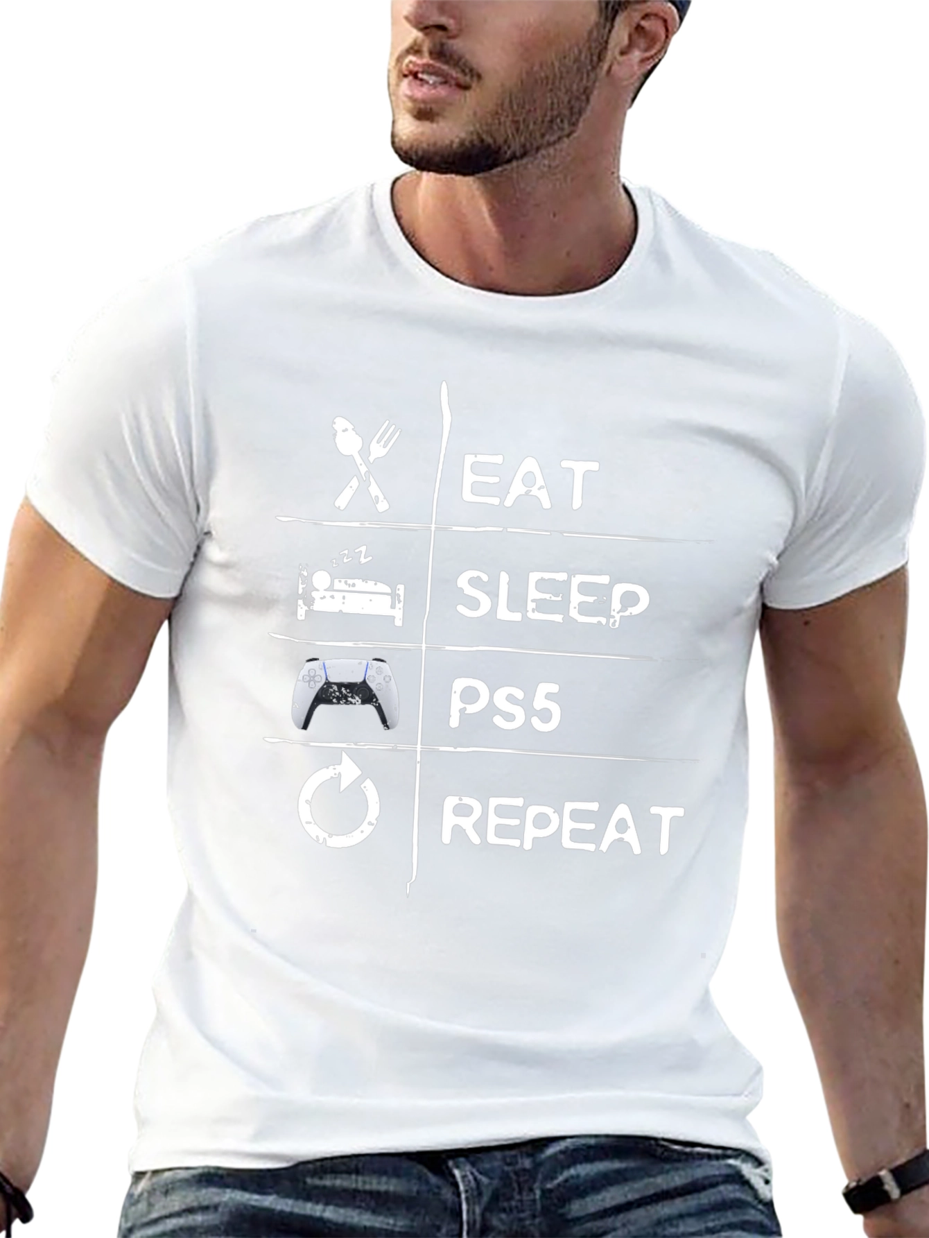 Eat Sleep PS5 Repeat Black T-Shirt