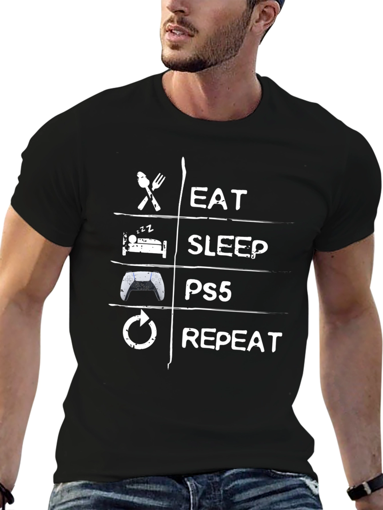 Eat Sleep PS5 Repeat Black T-Shirt