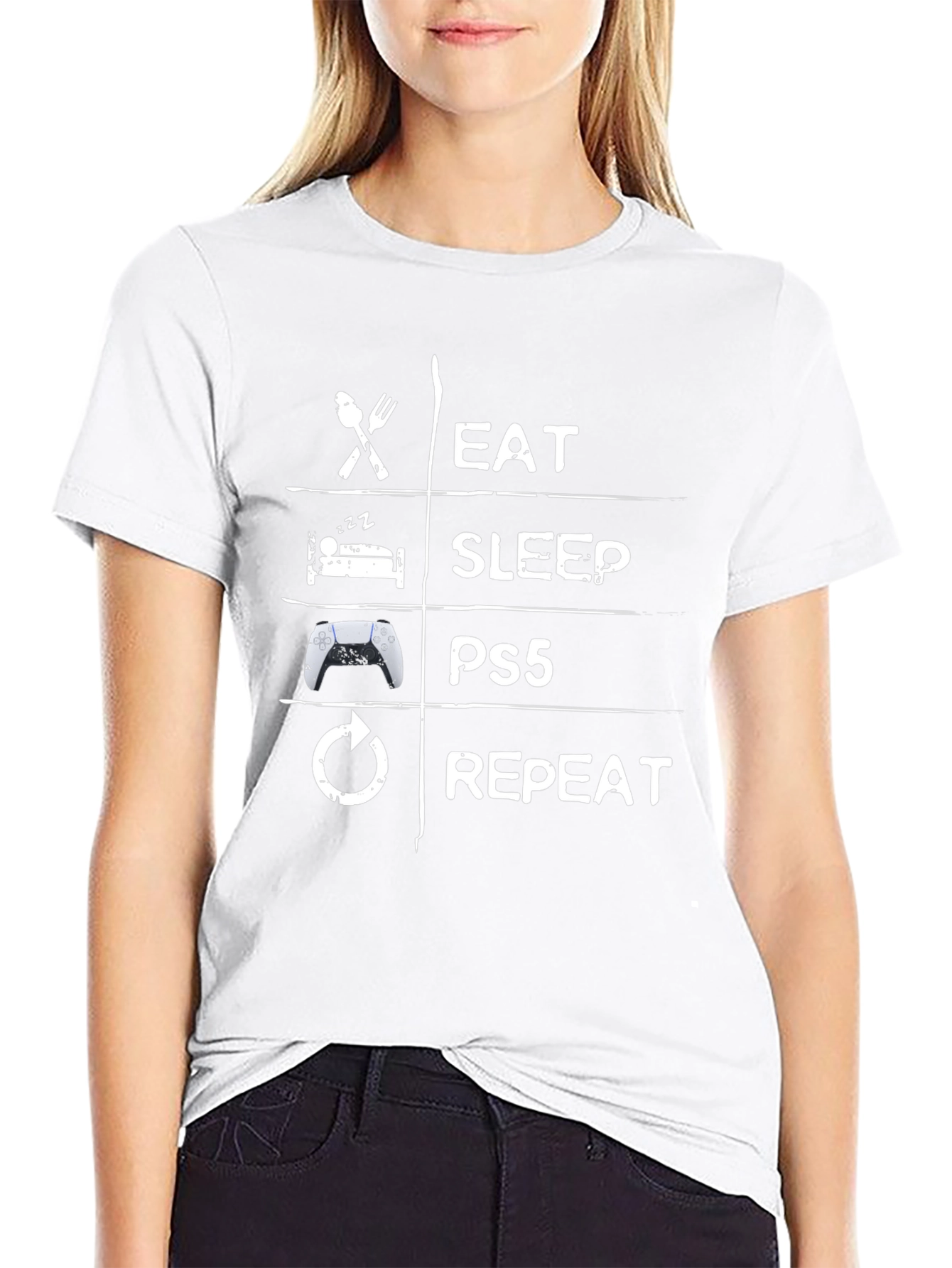 Eat Sleep PS5 Repeat Black T-Shirt