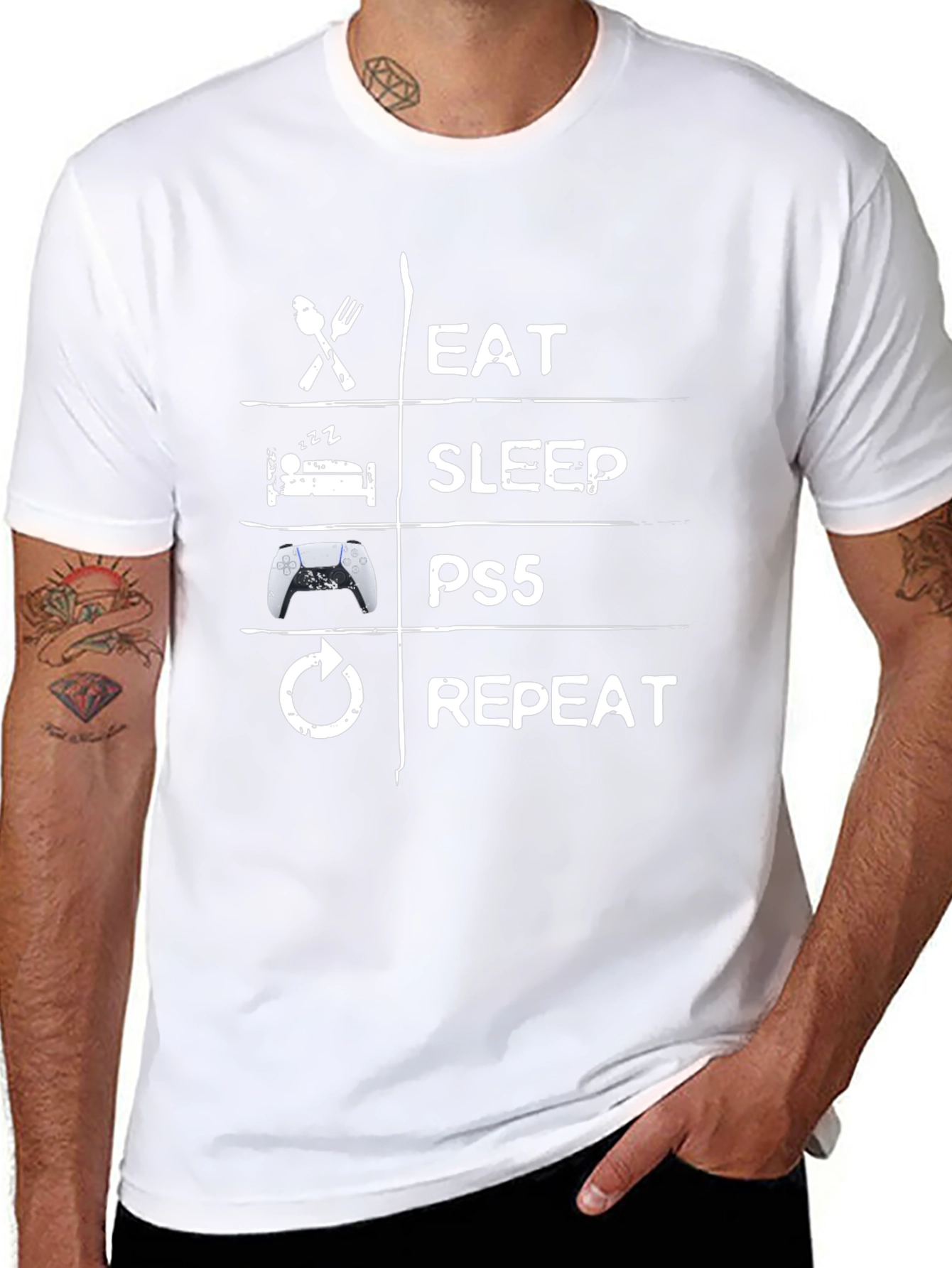 Eat Sleep PS5 Repeat Black T-Shirt