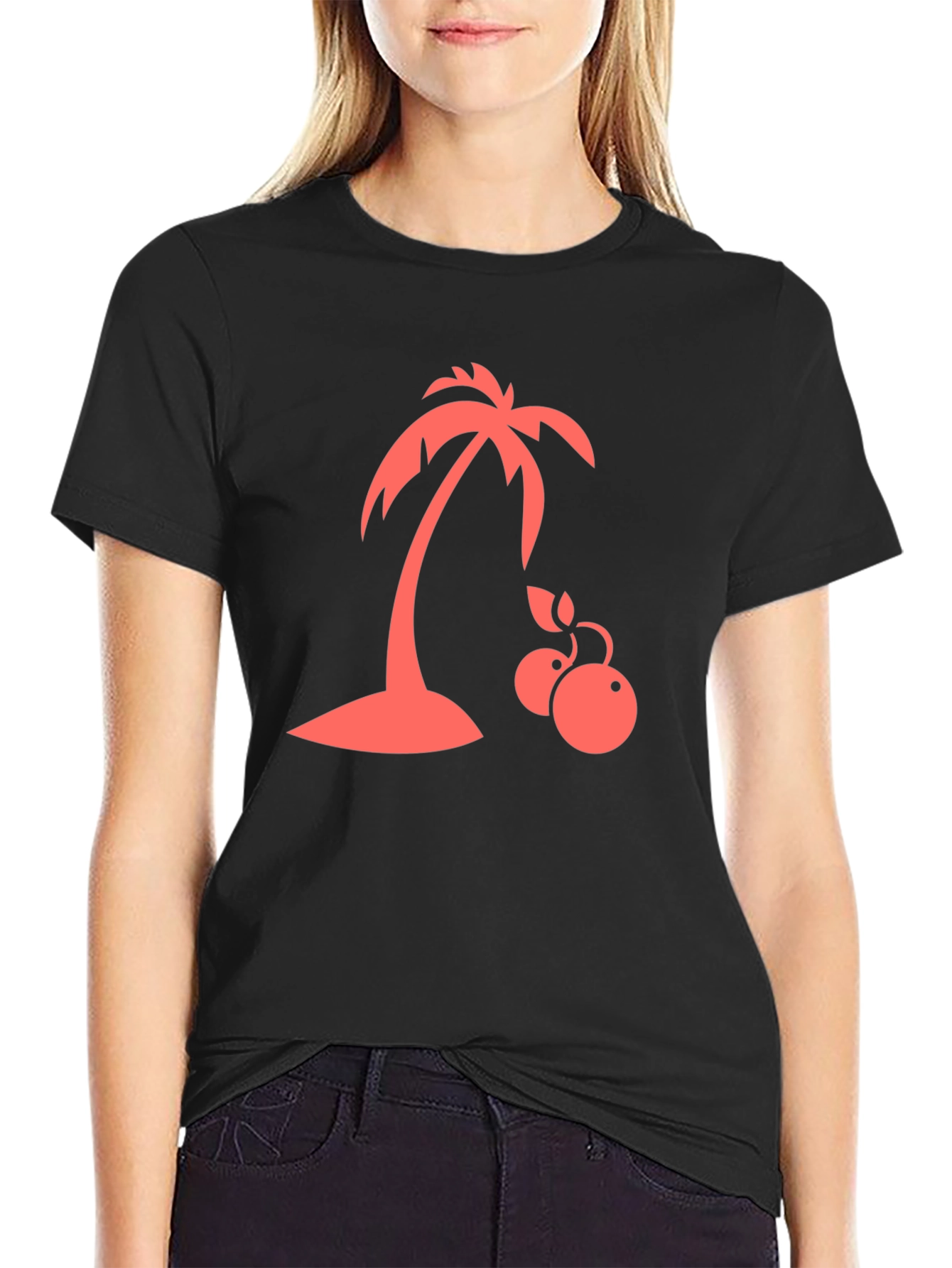 Tropical Palm Tree Graphic T-Shirt - Black