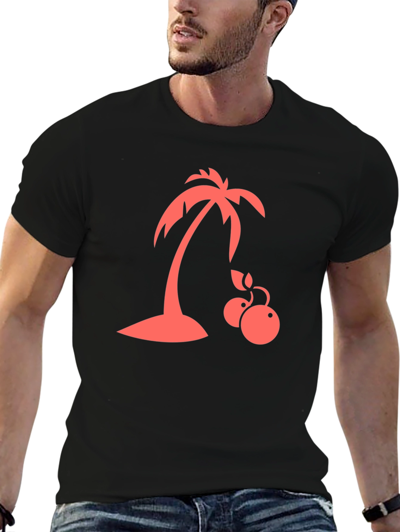 Tropical Palm Tree Graphic T-Shirt - Black