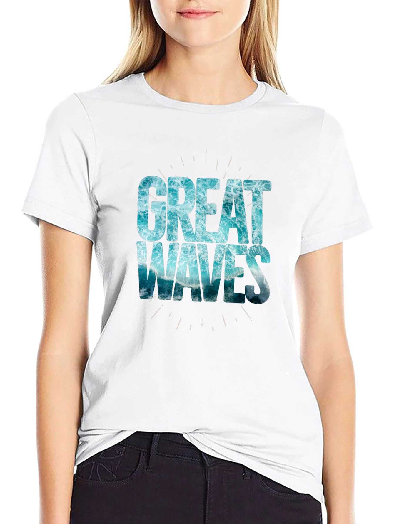 Great Waves Graphic Tee - Black Cotton T-Shirt