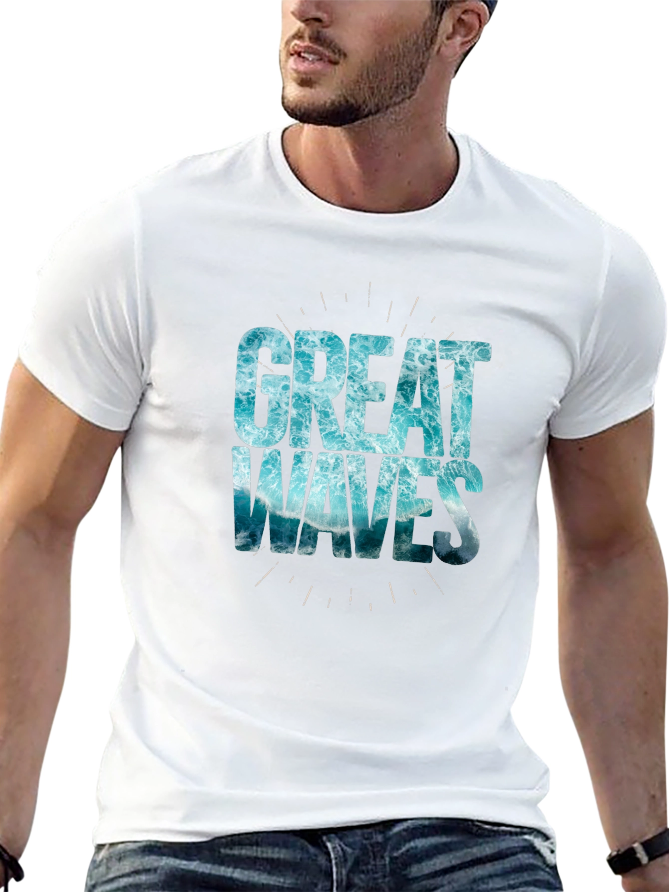 Great Waves Graphic Tee - Black Cotton T-Shirt
