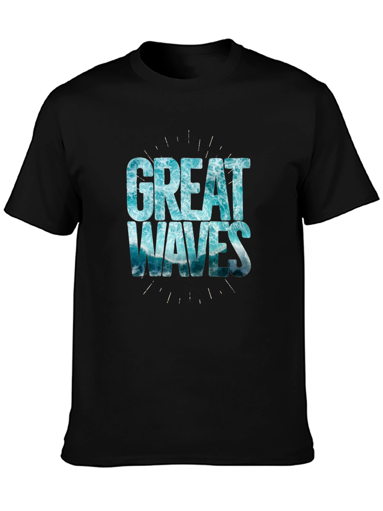 Great Waves Graphic Tee - Black Cotton T-Shirt