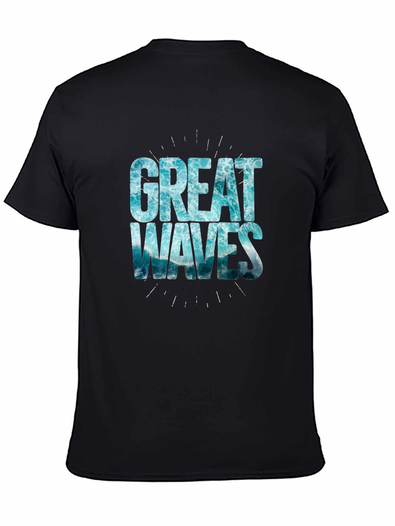 Great Waves Graphic Tee - Black Cotton T-Shirt