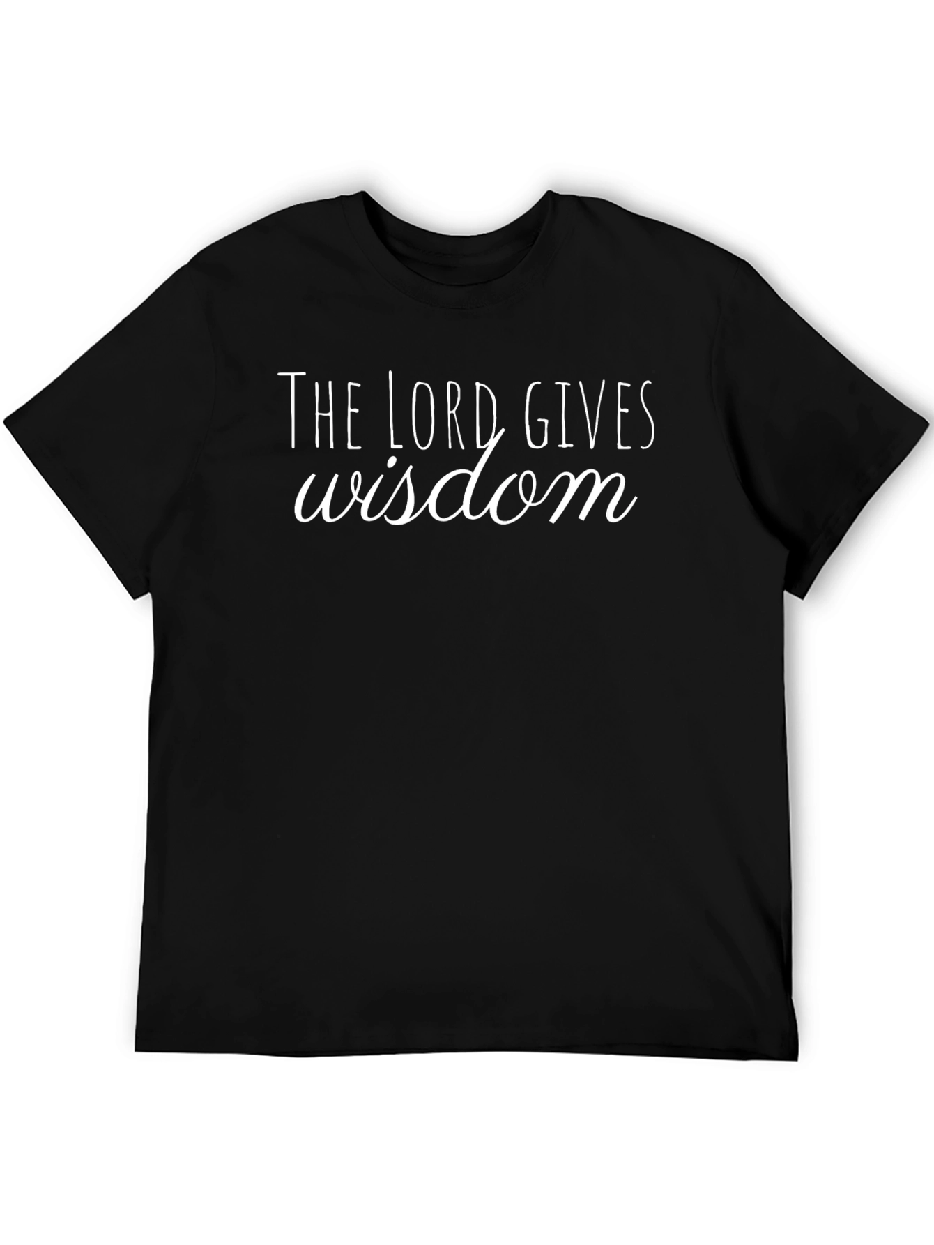 The Lord Gives Wisdom Black Graphic T-Shirt