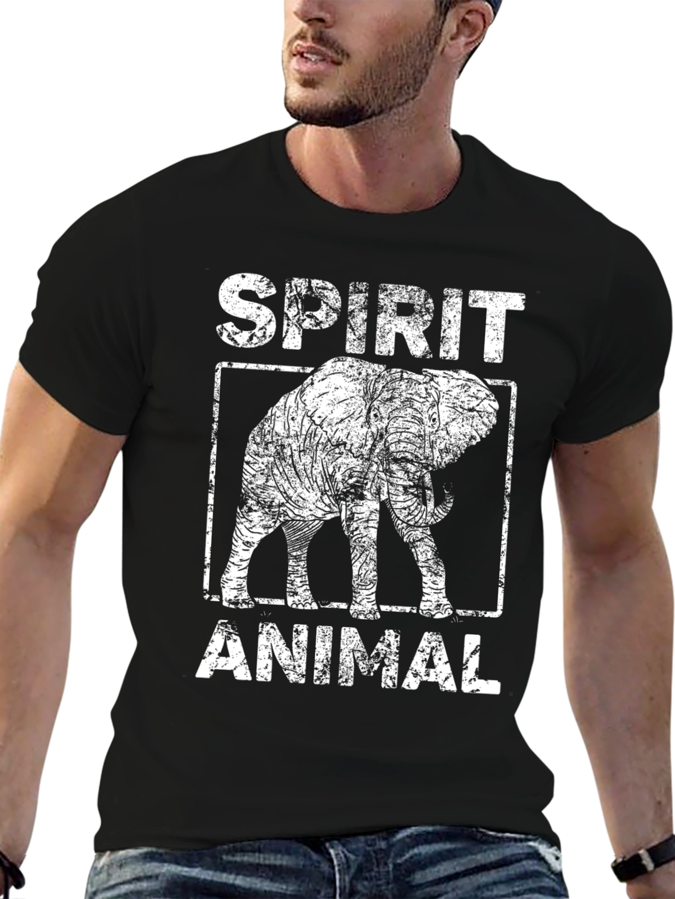 Spirit Animal Elephant Graphic Tee - Black