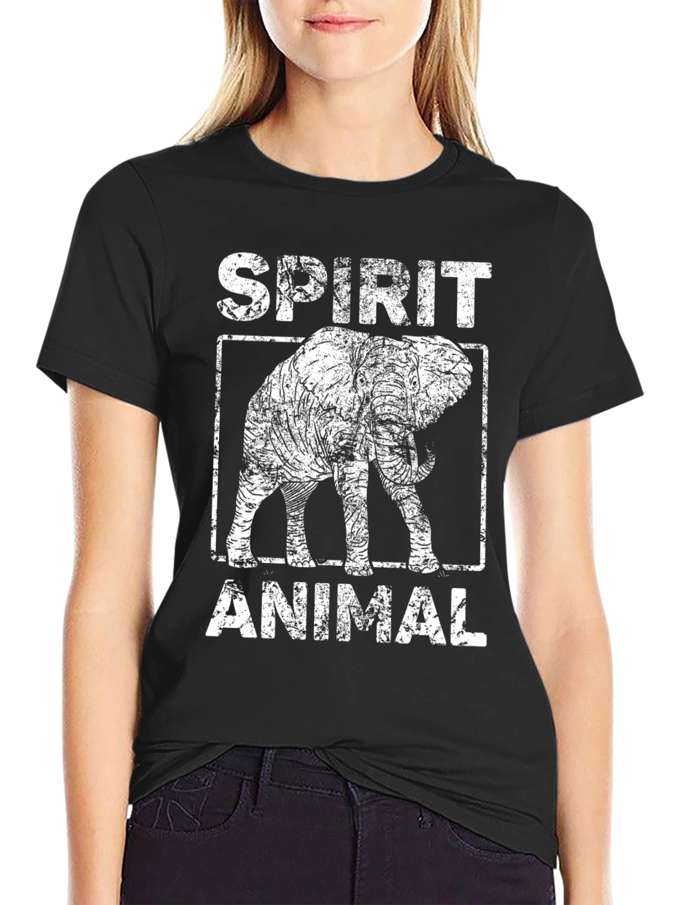 Spirit Animal Elephant Graphic Tee - Black