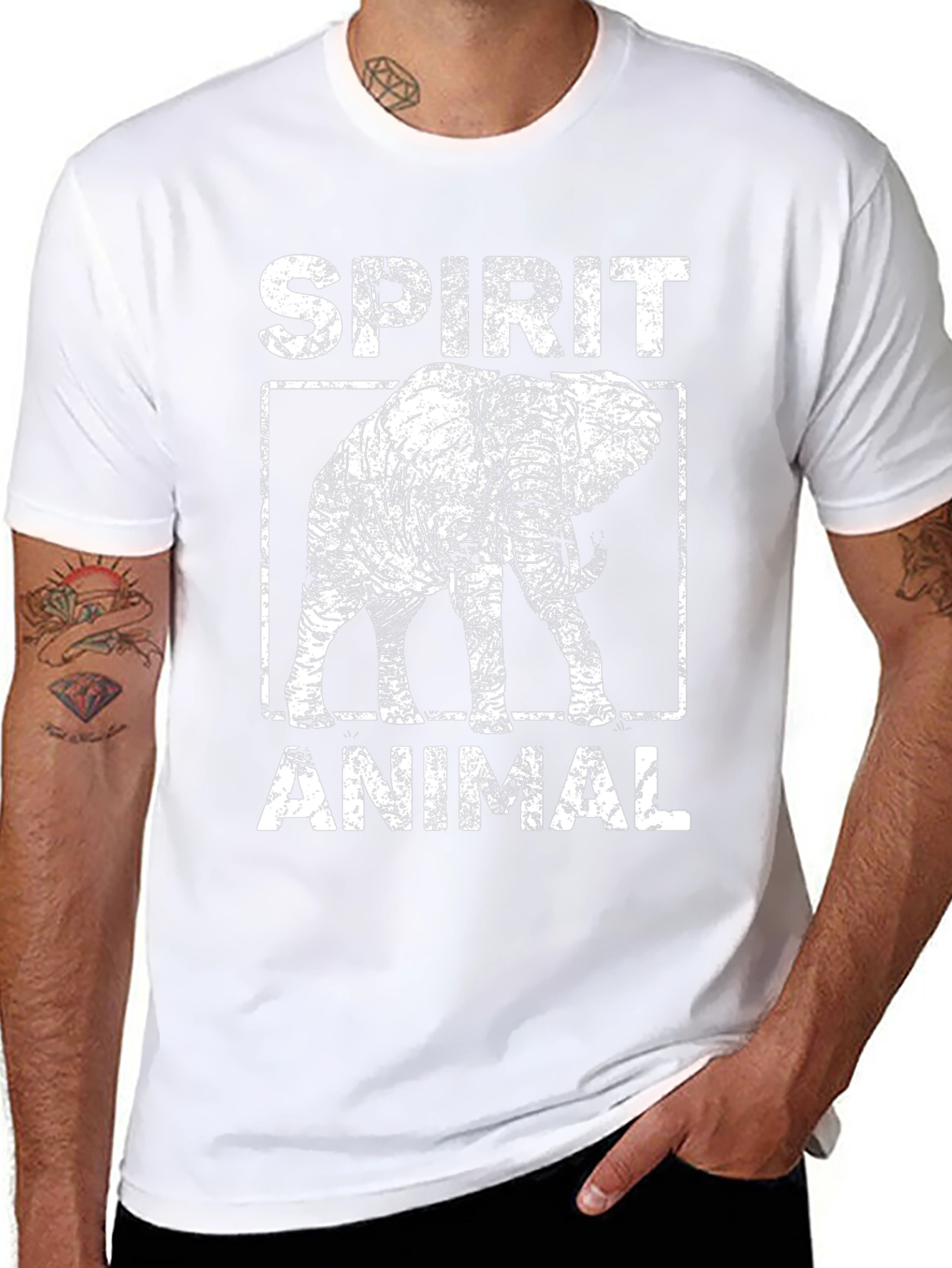 Spirit Animal Elephant Graphic Tee - Black