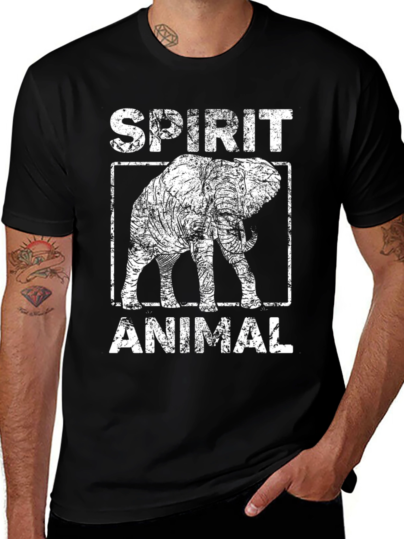 Spirit Animal Elephant Graphic Tee - Black