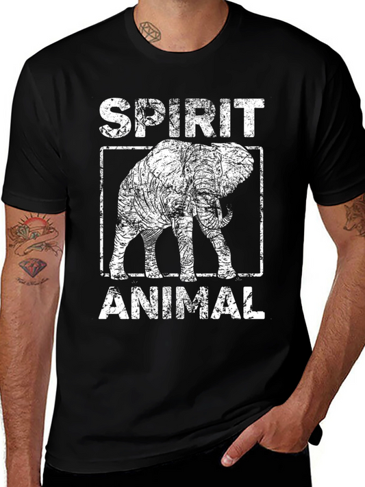 Spirit Animal Elephant Graphic Tee - Black
