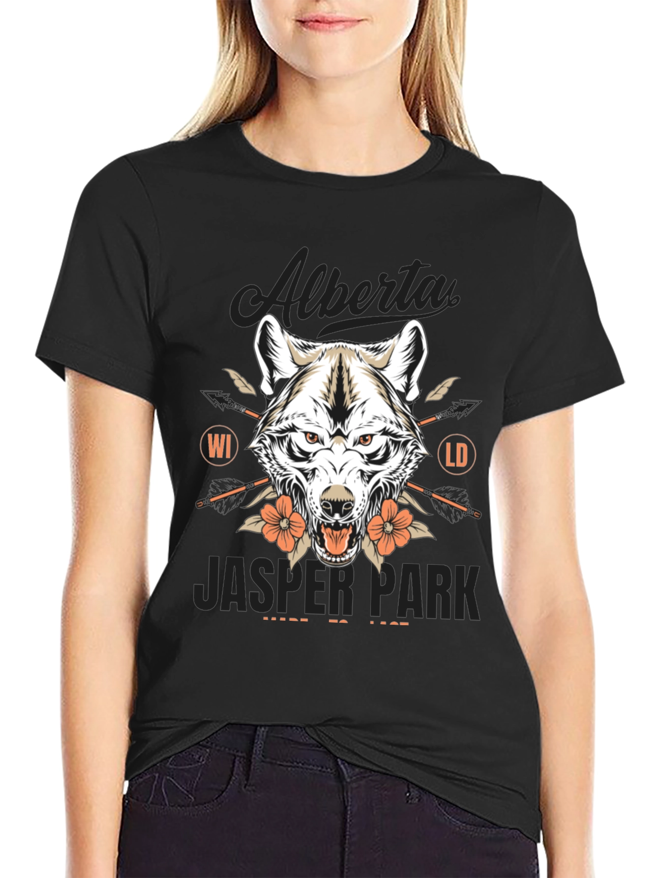 Alberta Jasper Park Wolf Graphic T-Shirt