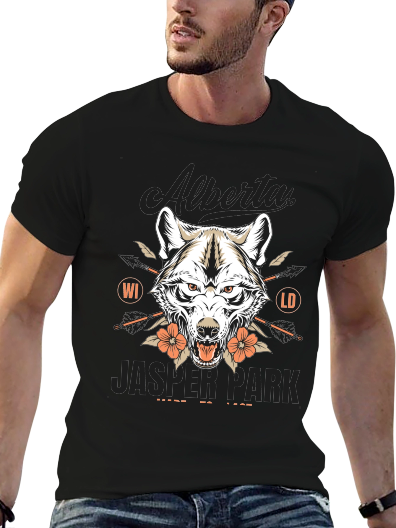 Alberta Jasper Park Wolf Graphic T-Shirt