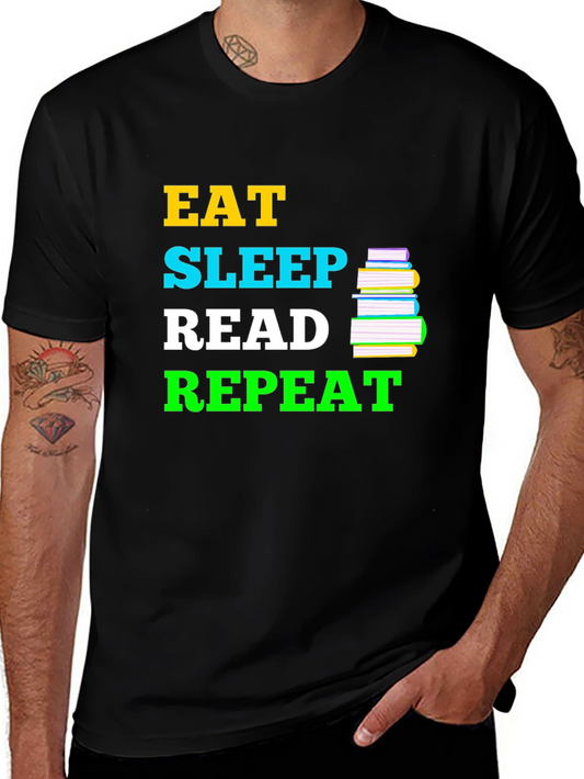 Eat Sleep Read Repeat Black T-Shirt