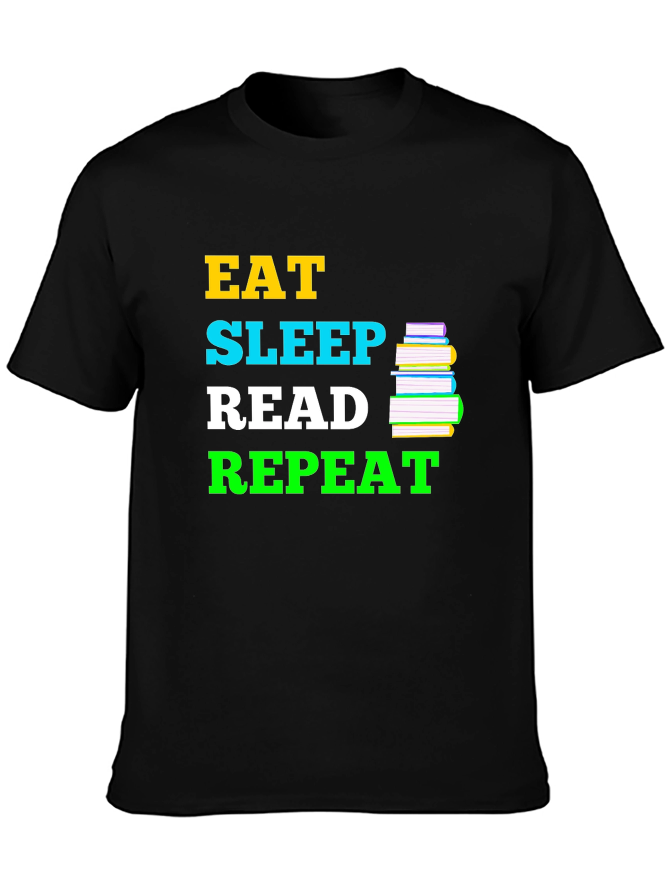 Eat Sleep Read Repeat Black T-Shirt