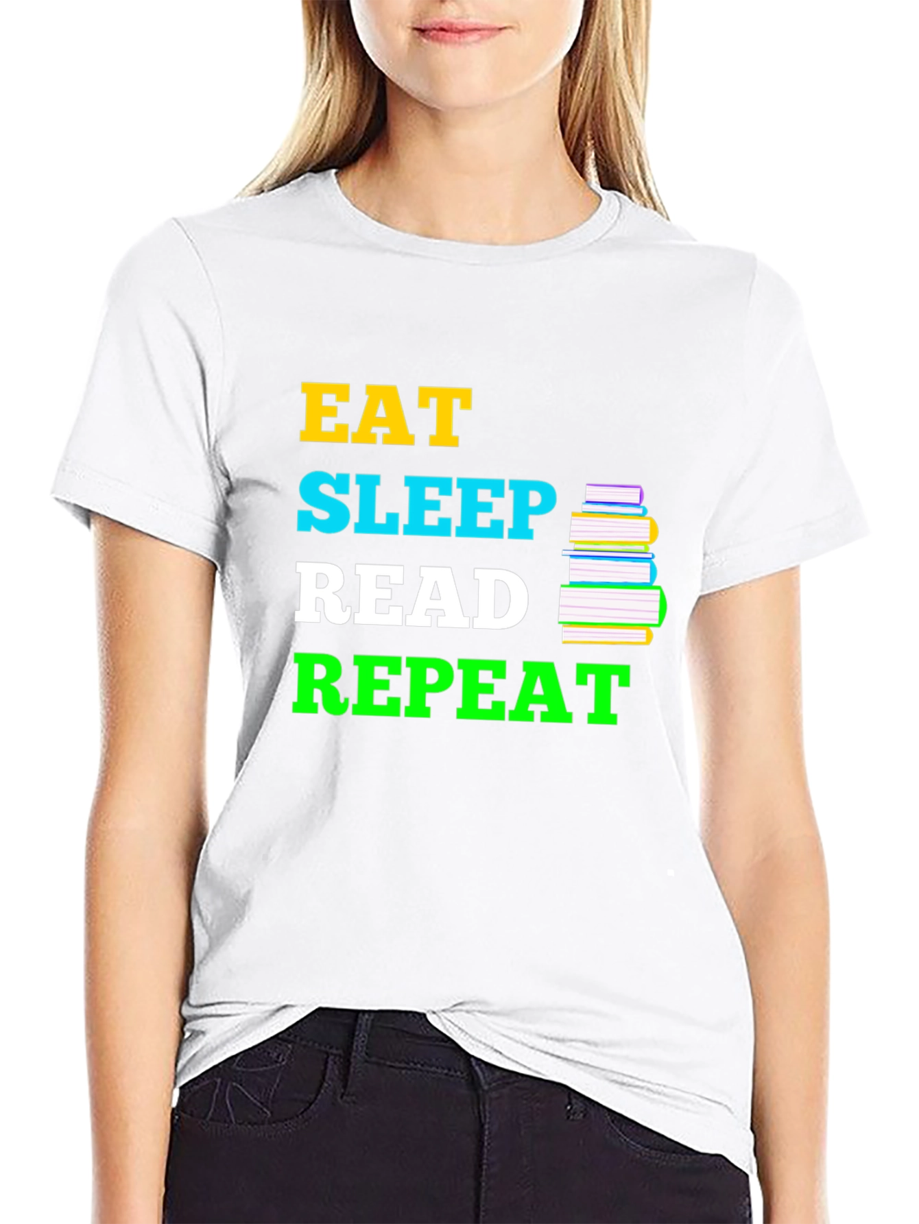 Eat Sleep Read Repeat Black T-Shirt