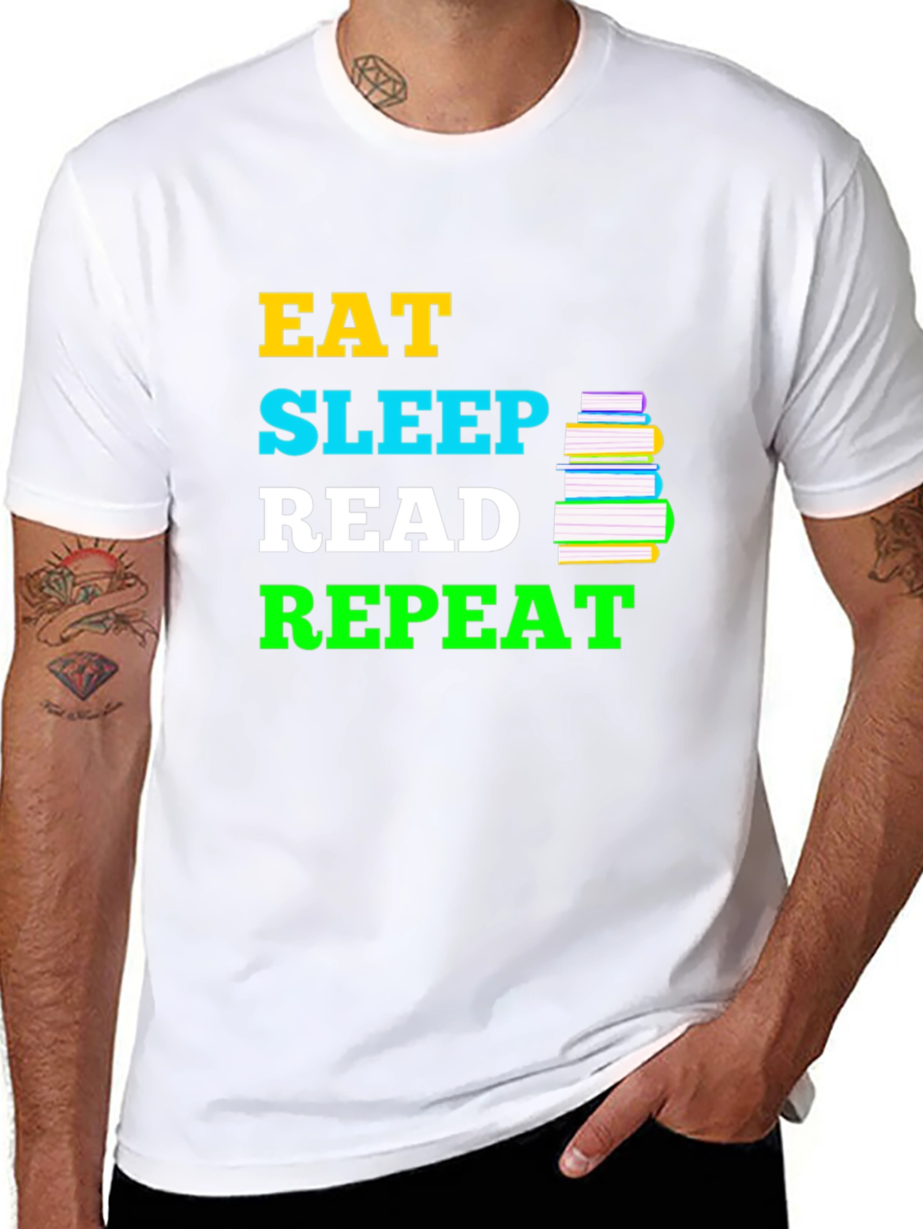 Eat Sleep Read Repeat Black T-Shirt