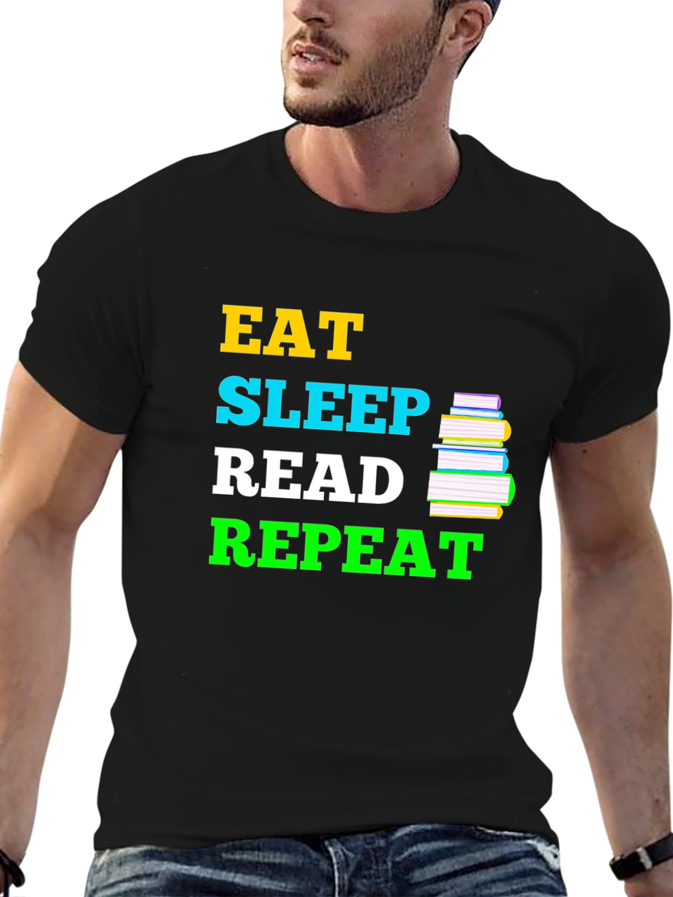 Eat Sleep Read Repeat Black T-Shirt